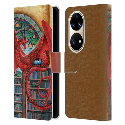 Carla Morrow Dragons Gateway Of Knowledge Leather Book Wallet Case Cover For Huawei P50 Pro