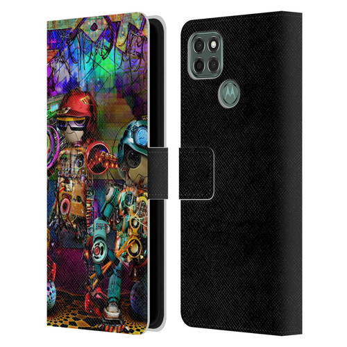 Jumbie Art Visionary Boombox Robots Leather Book Wallet Case Cover For Motorola Moto G9 Power