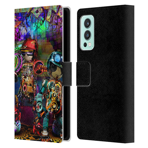 Jumbie Art Visionary Boombox Robots Leather Book Wallet Case Cover For OnePlus Nord 2 5G