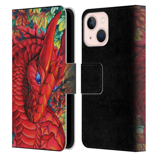Carla Morrow Dragons Red Autumn Dragon Leather Book Wallet Case Cover For Apple iPhone 13 Mini