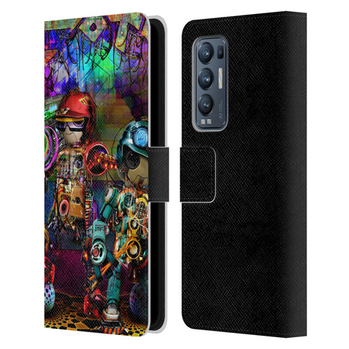 Jumbie Art Visionary Boombox Robots Leather Book Wallet Case Cover For OPPO Find X3 Neo / Reno5 Pro+ 5G