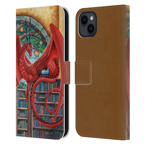 Carla Morrow Dragons Gateway Of Knowledge Leather Book Wallet Case Cover For Apple iPhone 15 Plus