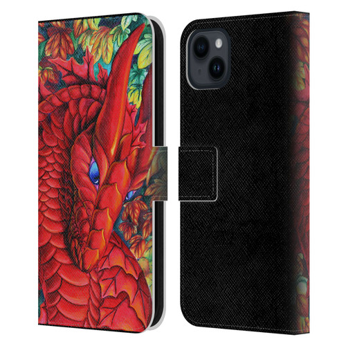 Carla Morrow Dragons Red Autumn Dragon Leather Book Wallet Case Cover For Apple iPhone 15 Plus