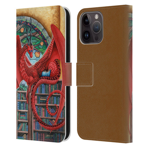 Carla Morrow Dragons Gateway Of Knowledge Leather Book Wallet Case Cover For Apple iPhone 15 Pro Max