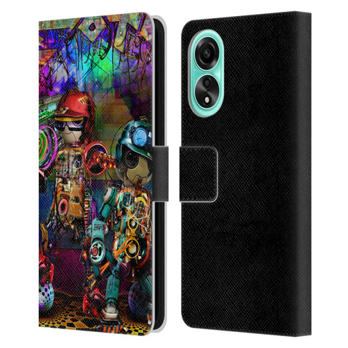 Jumbie Art Visionary Boombox Robots Leather Book Wallet Case Cover For OPPO A78 4G
