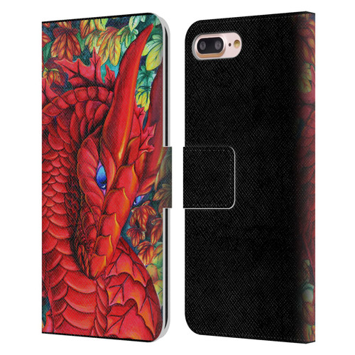 Carla Morrow Dragons Red Autumn Dragon Leather Book Wallet Case Cover For Apple iPhone 7 Plus / iPhone 8 Plus