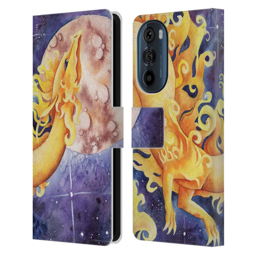 Carla Morrow Dragons Golden Sun Dragon Leather Book Wallet Case Cover For Motorola Edge 30