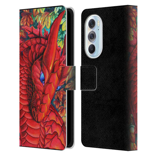 Carla Morrow Dragons Red Autumn Dragon Leather Book Wallet Case Cover For Motorola Edge X30