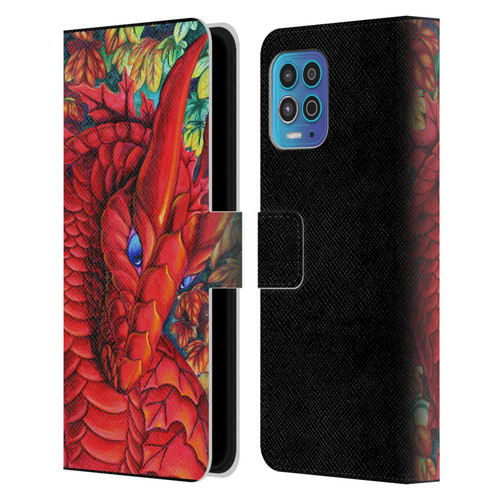 Carla Morrow Dragons Red Autumn Dragon Leather Book Wallet Case Cover For Motorola Moto G100