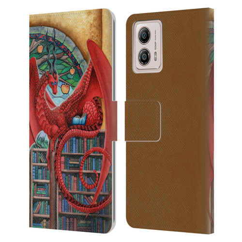Carla Morrow Dragons Gateway Of Knowledge Leather Book Wallet Case Cover For Motorola Moto G53 5G