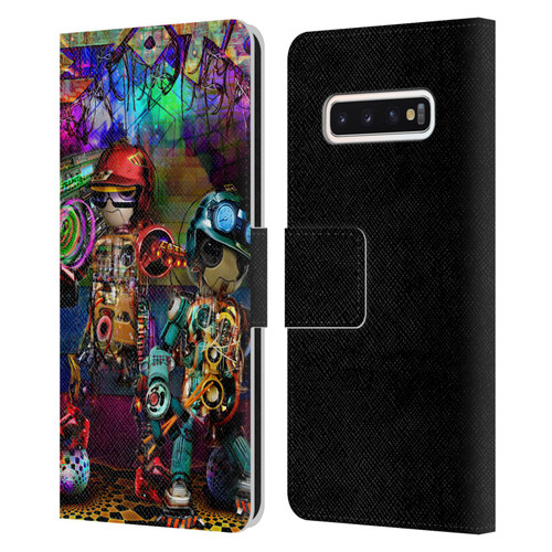 Jumbie Art Visionary Boombox Robots Leather Book Wallet Case Cover For Samsung Galaxy S10