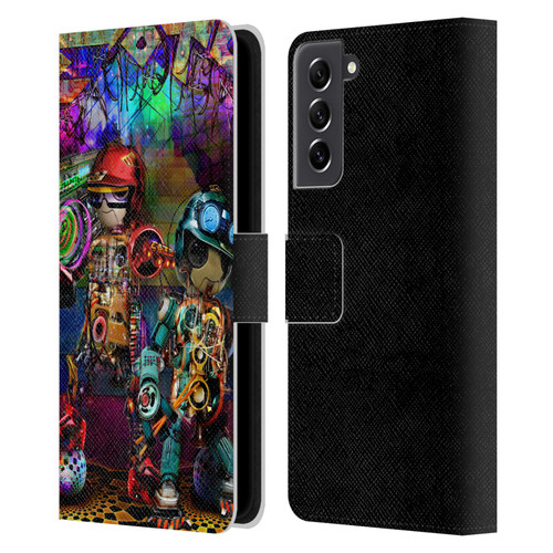 Jumbie Art Visionary Boombox Robots Leather Book Wallet Case Cover For Samsung Galaxy S21 FE 5G