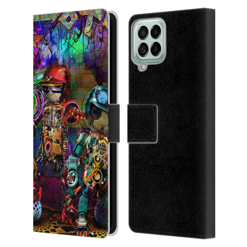 Jumbie Art Visionary Boombox Robots Leather Book Wallet Case Cover For Samsung Galaxy M33 (2022)