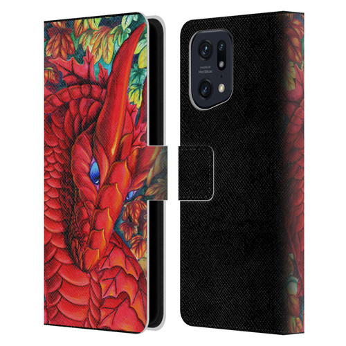Carla Morrow Dragons Red Autumn Dragon Leather Book Wallet Case Cover For OPPO Find X5