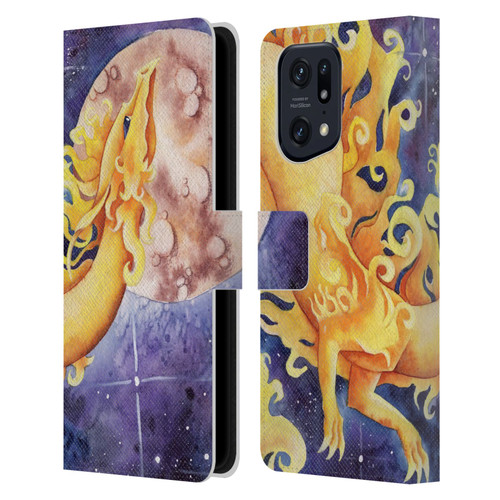 Carla Morrow Dragons Golden Sun Dragon Leather Book Wallet Case Cover For OPPO Find X5 Pro