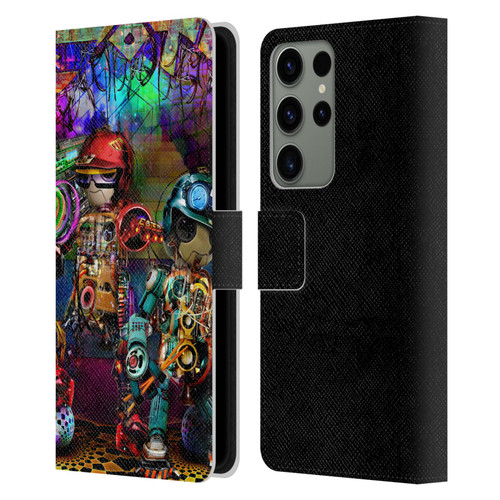 Jumbie Art Visionary Boombox Robots Leather Book Wallet Case Cover For Samsung Galaxy S23 Ultra 5G