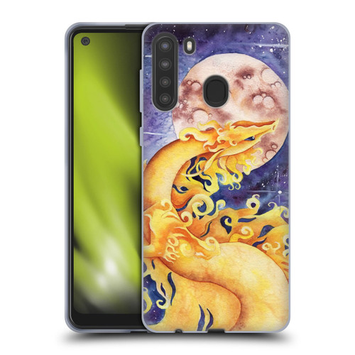 Carla Morrow Dragons Golden Sun Dragon Soft Gel Case for Samsung Galaxy A21 (2020)