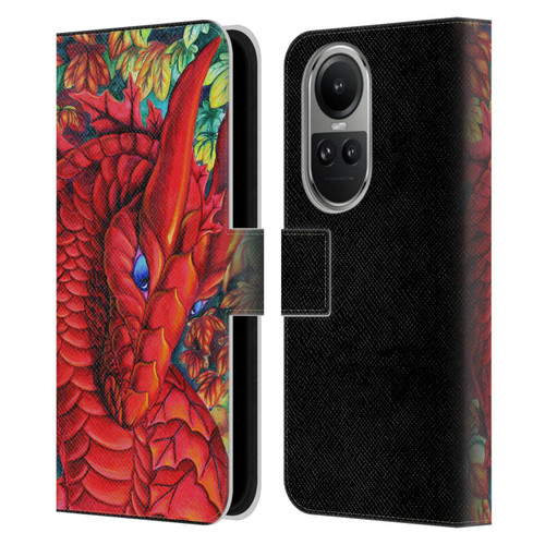 Carla Morrow Dragons Red Autumn Dragon Leather Book Wallet Case Cover For OPPO Reno10 5G / Reno10 Pro 5G