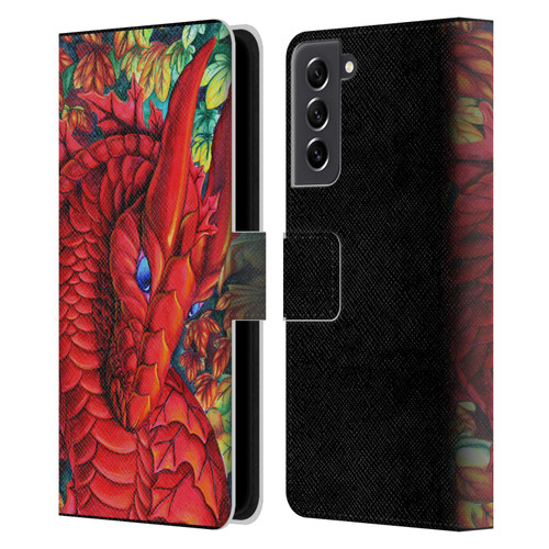 Carla Morrow Dragons Red Autumn Dragon Leather Book Wallet Case Cover For Samsung Galaxy S21 FE 5G