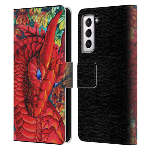 Carla Morrow Dragons Red Autumn Dragon Leather Book Wallet Case Cover For Samsung Galaxy S21 5G