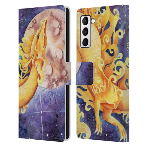Carla Morrow Dragons Golden Sun Dragon Leather Book Wallet Case Cover For Samsung Galaxy S21+ 5G