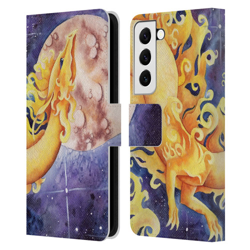 Carla Morrow Dragons Golden Sun Dragon Leather Book Wallet Case Cover For Samsung Galaxy S22 5G
