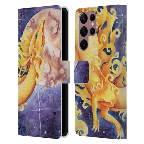 Carla Morrow Dragons Golden Sun Dragon Leather Book Wallet Case Cover For Samsung Galaxy S22 Ultra 5G