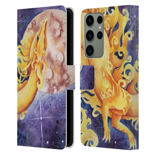 Carla Morrow Dragons Golden Sun Dragon Leather Book Wallet Case Cover For Samsung Galaxy S23 Ultra 5G