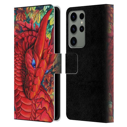 Carla Morrow Dragons Red Autumn Dragon Leather Book Wallet Case Cover For Samsung Galaxy S23 Ultra 5G