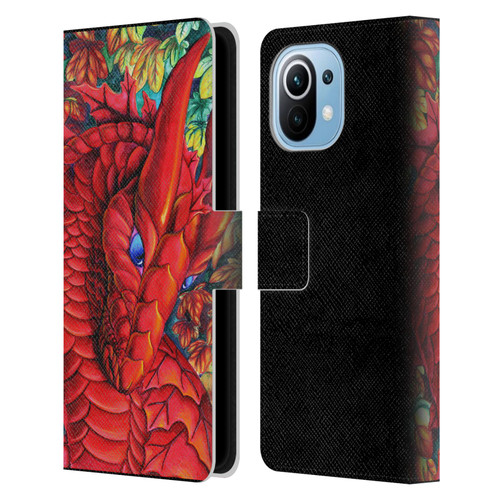 Carla Morrow Dragons Red Autumn Dragon Leather Book Wallet Case Cover For Xiaomi Mi 11