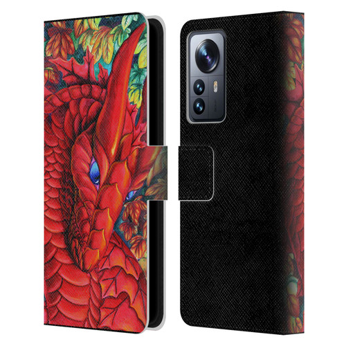 Carla Morrow Dragons Red Autumn Dragon Leather Book Wallet Case Cover For Xiaomi 12 Pro