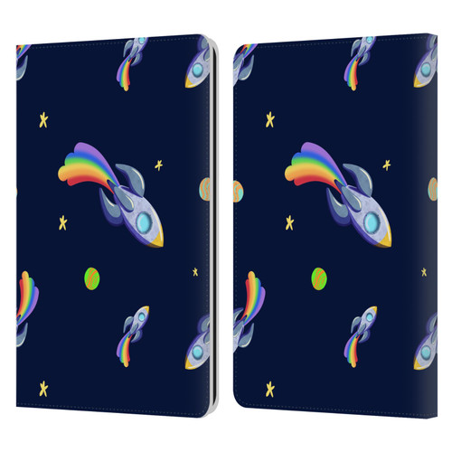 Carla Morrow Patterns Rocketship Leather Book Wallet Case Cover For Amazon Kindle Paperwhite 1 / 2 / 3