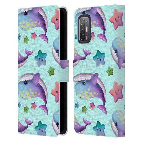 Carla Morrow Patterns Whale And Starfish Leather Book Wallet Case Cover For HTC Desire 21 Pro 5G