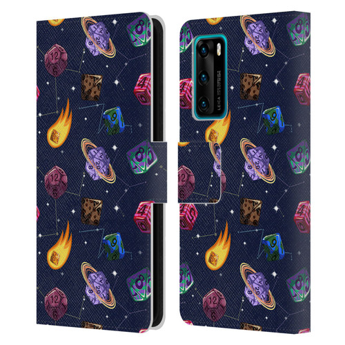 Carla Morrow Patterns Colorful Space Dice Leather Book Wallet Case Cover For Huawei P40 5G