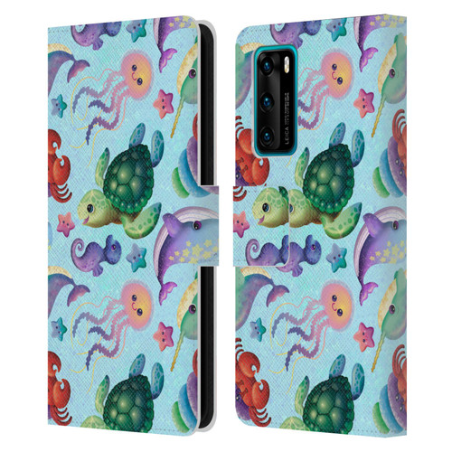 Carla Morrow Patterns Sea Life Leather Book Wallet Case Cover For Huawei P40 5G