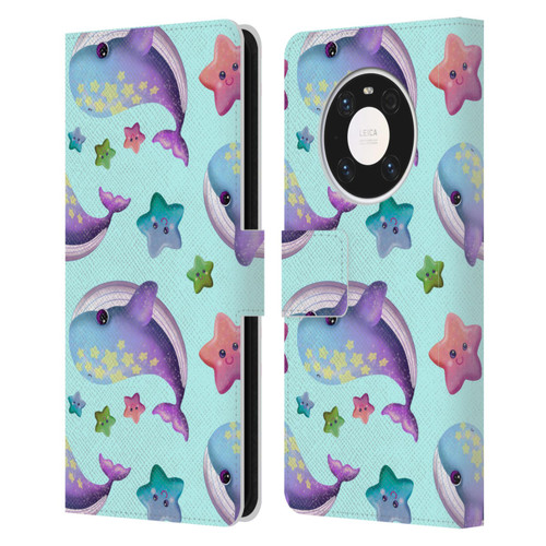 Carla Morrow Patterns Whale And Starfish Leather Book Wallet Case Cover For Huawei Mate 40 Pro 5G