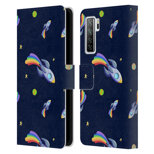 Carla Morrow Patterns Rocketship Leather Book Wallet Case Cover For Huawei Nova 7 SE/P40 Lite 5G