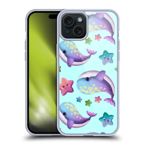 Carla Morrow Patterns Whale And Starfish Soft Gel Case for Apple iPhone 15 Plus