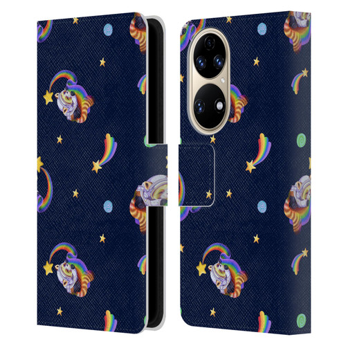 Carla Morrow Patterns Red Panda Leather Book Wallet Case Cover For Huawei P50