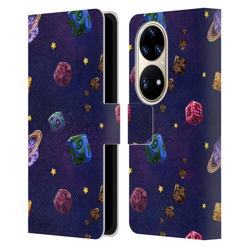 Carla Morrow Patterns Dice Numbers Leather Book Wallet Case Cover For Huawei P50 Pro