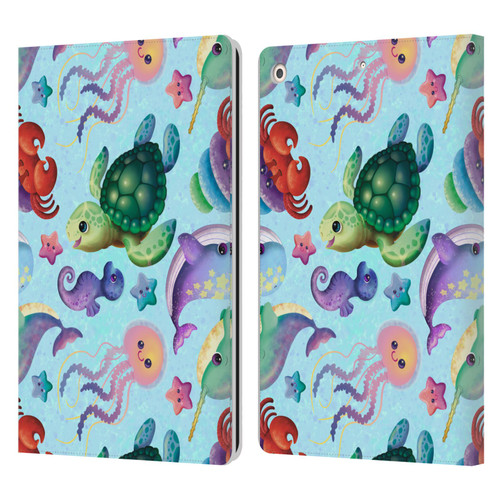 Carla Morrow Patterns Sea Life Leather Book Wallet Case Cover For Apple iPad 10.2 2019/2020/2021