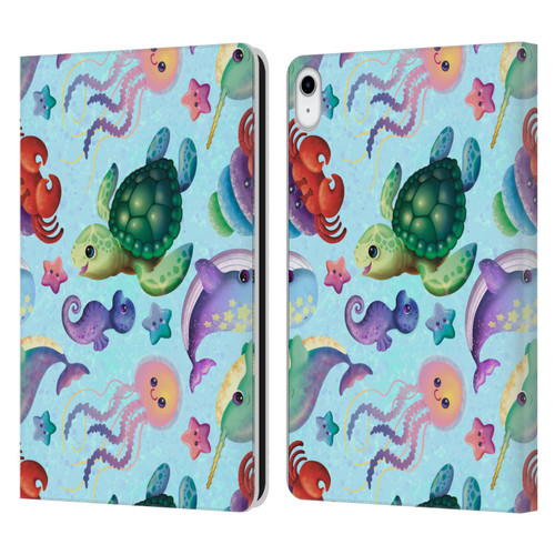 Carla Morrow Patterns Sea Life Leather Book Wallet Case Cover For Apple iPad 10.9 (2022)