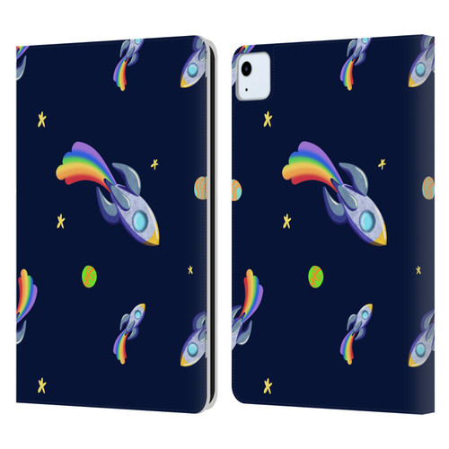 Carla Morrow Patterns Rocketship Leather Book Wallet Case Cover For Apple iPad Air 11 2020/2022/2024