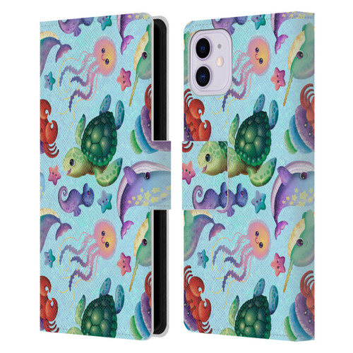 Carla Morrow Patterns Sea Life Leather Book Wallet Case Cover For Apple iPhone 11