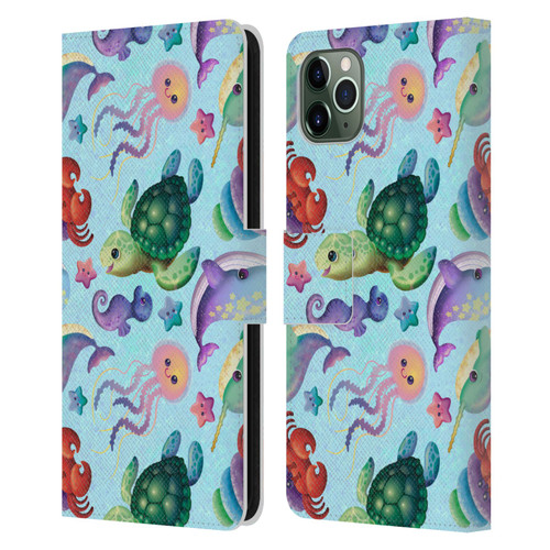 Carla Morrow Patterns Sea Life Leather Book Wallet Case Cover For Apple iPhone 11 Pro Max