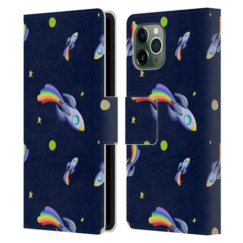 Carla Morrow Patterns Rocketship Leather Book Wallet Case Cover For Apple iPhone 11 Pro