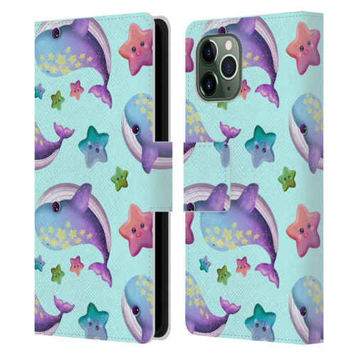 Carla Morrow Patterns Whale And Starfish Leather Book Wallet Case Cover For Apple iPhone 11 Pro
