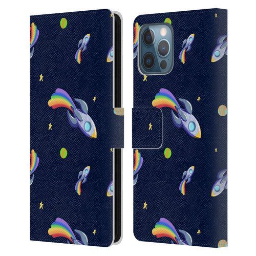 Carla Morrow Patterns Rocketship Leather Book Wallet Case Cover For Apple iPhone 12 Pro Max