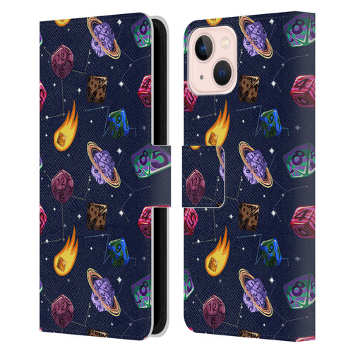 Carla Morrow Patterns Colorful Space Dice Leather Book Wallet Case Cover For Apple iPhone 13