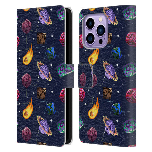 Carla Morrow Patterns Colorful Space Dice Leather Book Wallet Case Cover For Apple iPhone 14 Pro Max